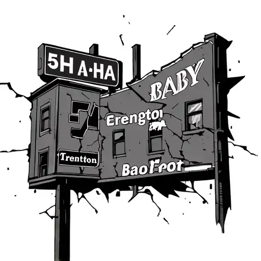 Broken Building That Says 5Ha And Street Signs With East Trenton Baby On It