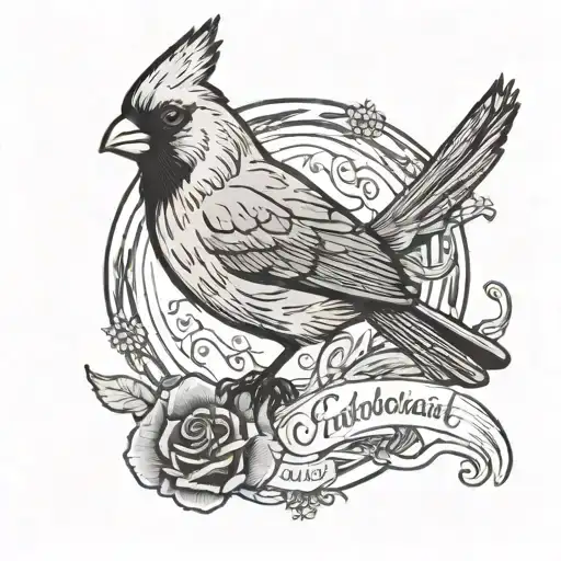 A Cardinal Bird With A Quote Intertwined