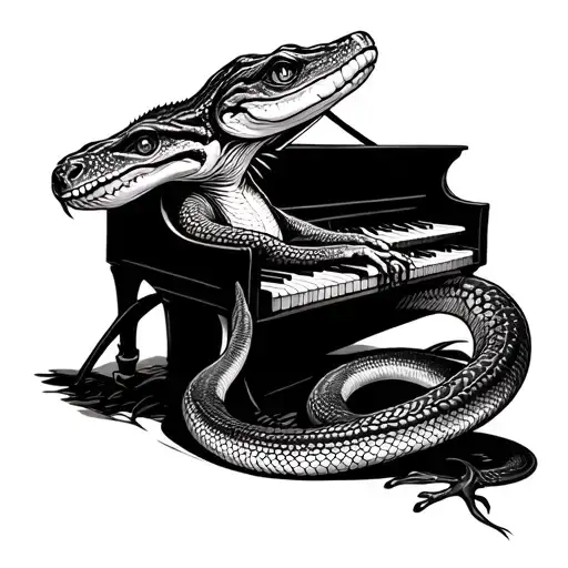 Snake And Lizzard Playing Piano Keys