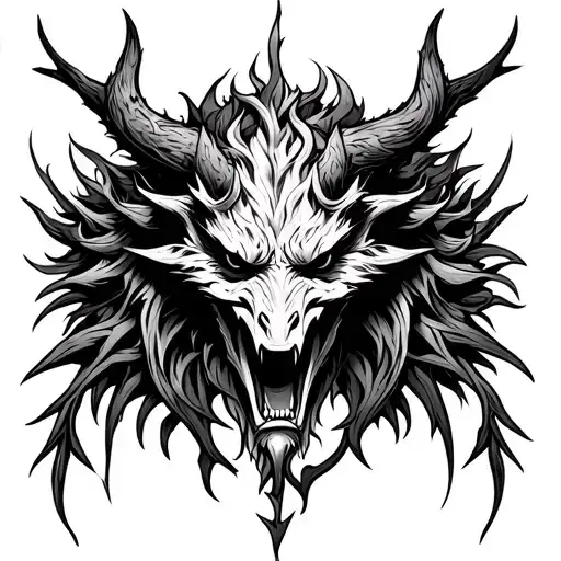 Forest Demon Chest Piece Tattoo Design