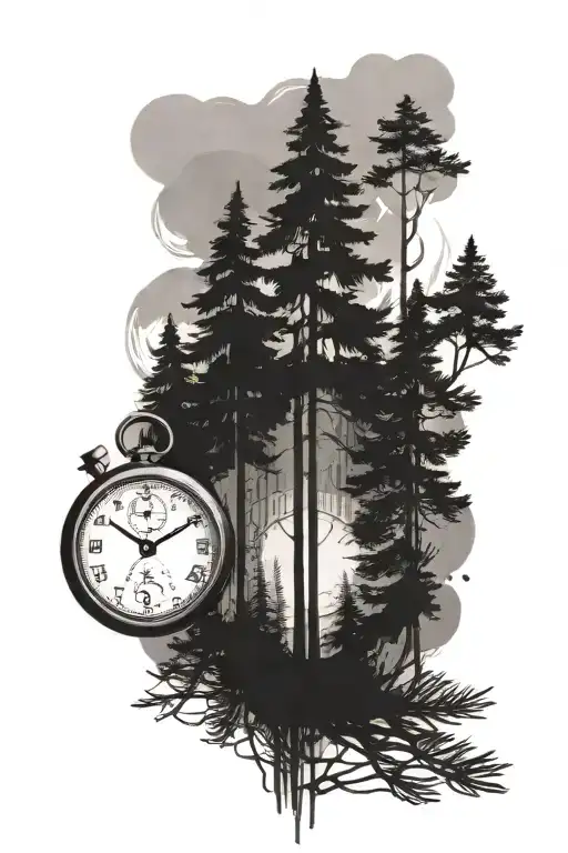 Forearm Pine Trees Blending Into Nature Landscape Incorporating Stopwatch