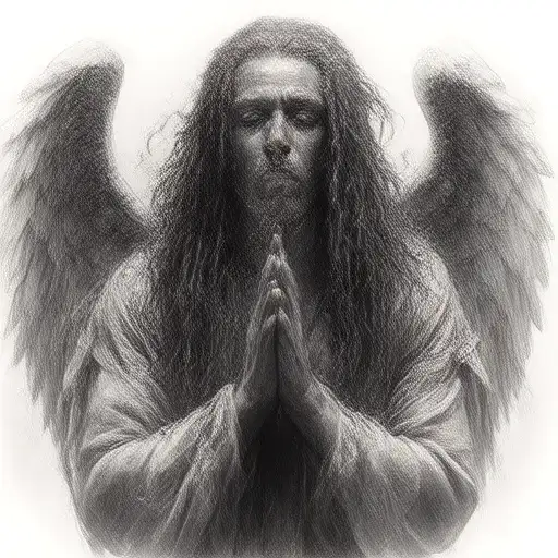 Male Angel Praying With Dreads