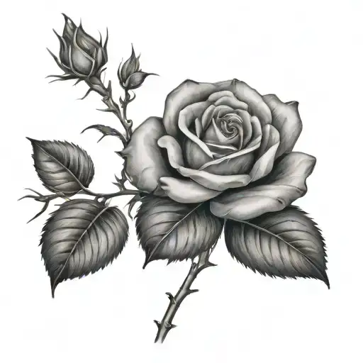 Small Rose With Branch With Small Leaves