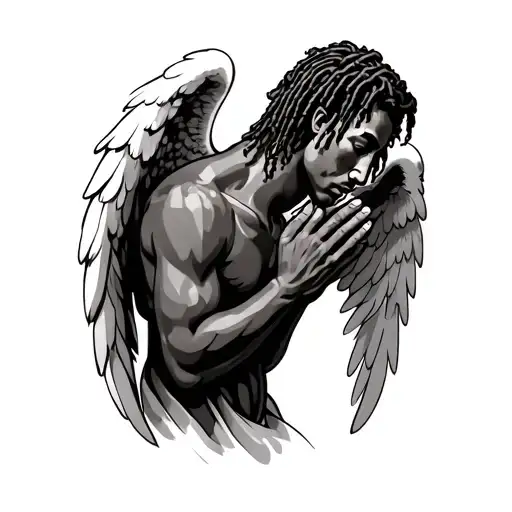 Male Angel Praying With Dreads