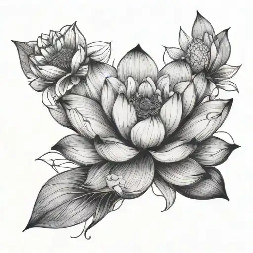 Mix Of Flowers Blooming Lotus Flower