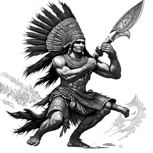 Mayan Warrior Battling