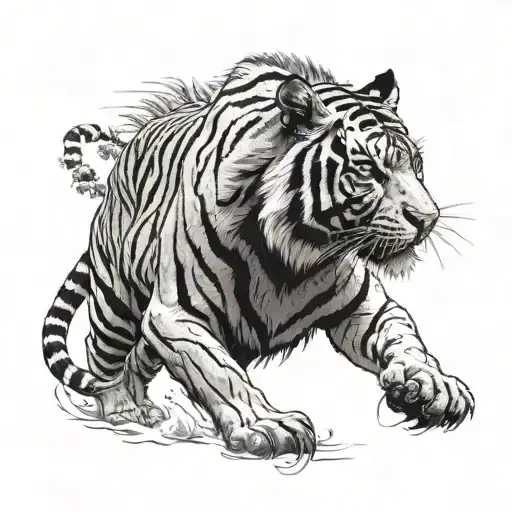 Indian Tiger Going Down