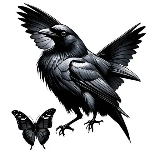 Crow And Butterfly