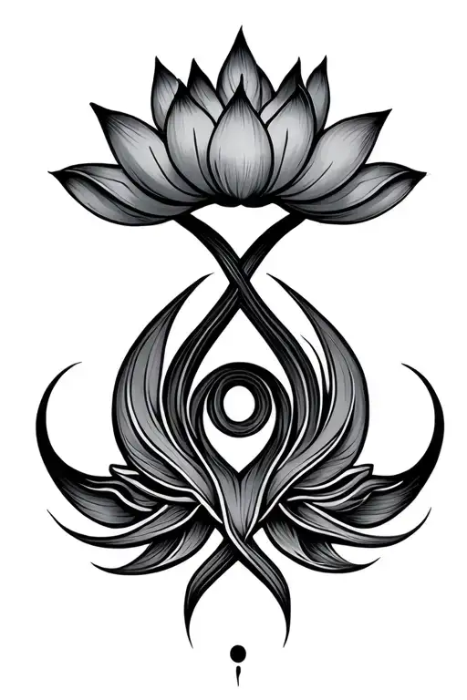 Unalome Symbol With Lotus