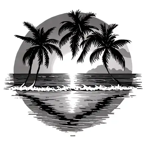 Beach Palm Sun Rising