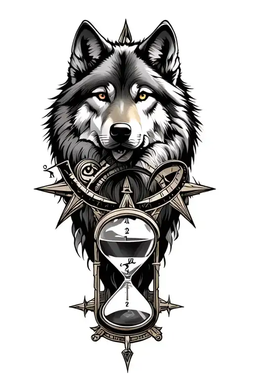 Wolf And Compass And Hour Glass Surrounded