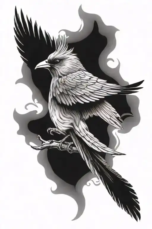 Bird Flying With A Long Tail Wrapped