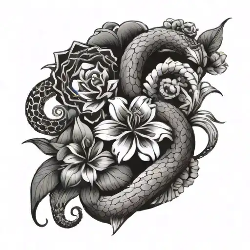 Abstract Flowers And Snakes
