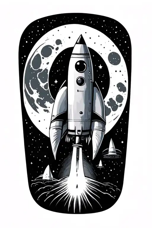 Rocket And Moon