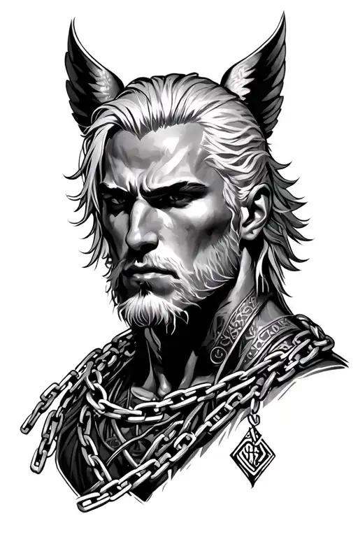 Realistic Fenris Braeking His Chains With Vegvisir Background