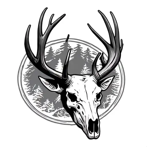 Hunting Trees Elk Skull With Antlers