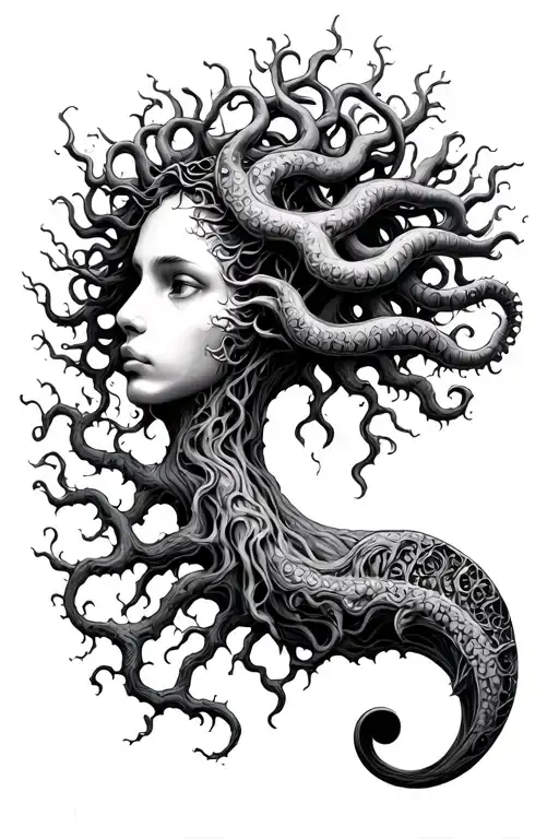 A Posion Tree With A Semicolon And Medusa Head