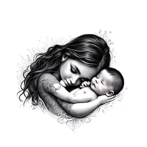 Mom And Baby Boy Laying