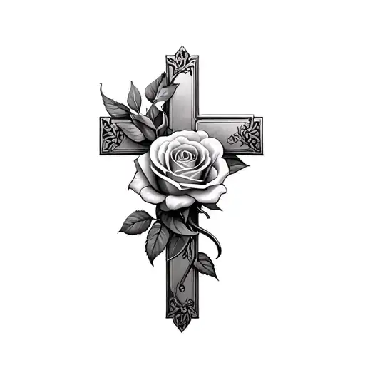 Cross With Rose Intertwined
