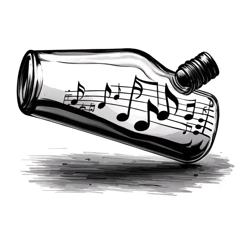 Message Bottle With Music Notes