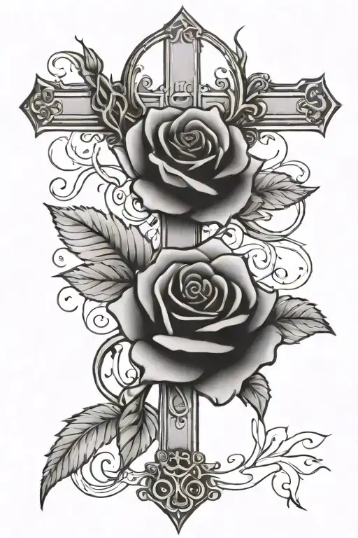 Cross And Rose Under It