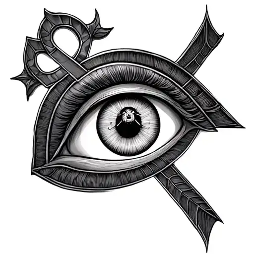 Egyptian Cross With A Small Bumblebee In The Center Left Eye