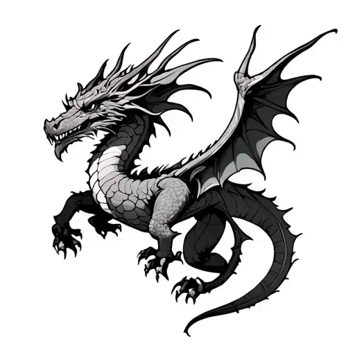 Huge Open Winged Dragon Tattoo On Back