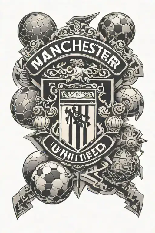 A Futuristic Manchester United Logo Incorporating Elements Of Technology And Football