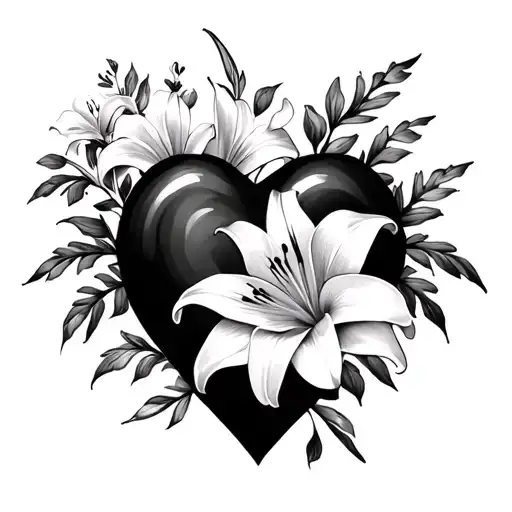 Heart And Lily Flowers