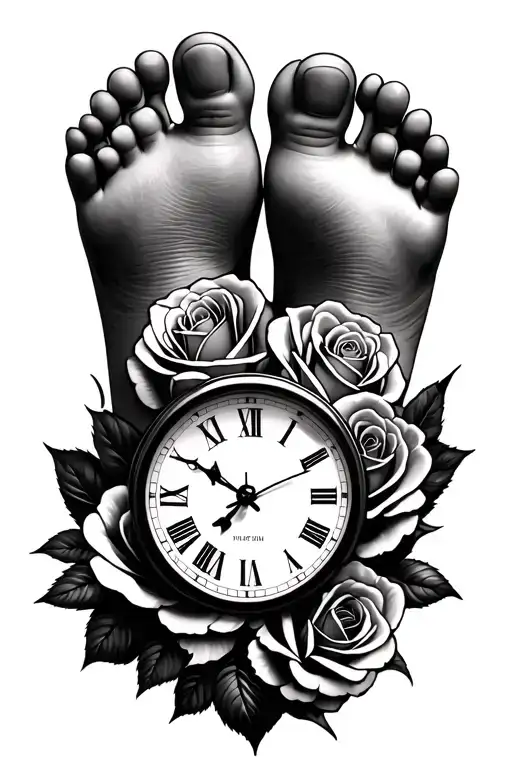 Roses Clock Baby Feet