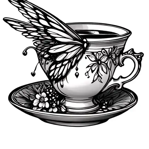 Wishing Well Tea Cup With Fairy Wing