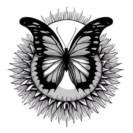 Sun And Butterfly Flying