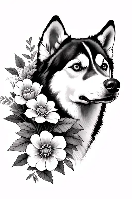 Flowers With Husky Face