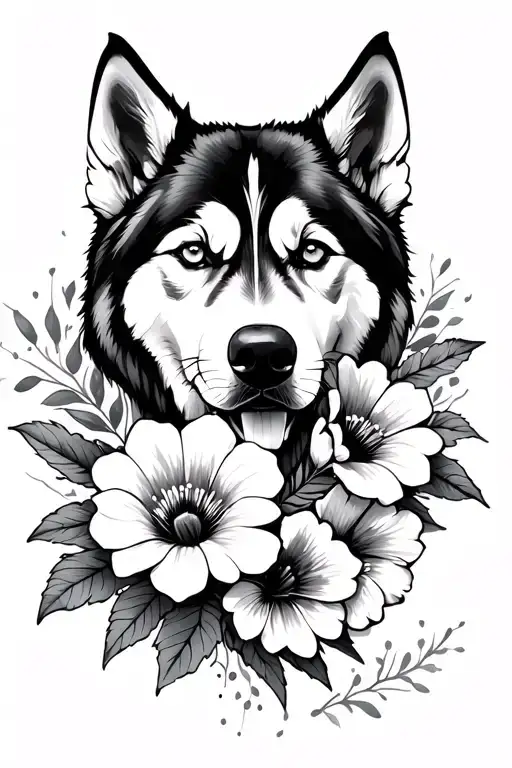 Flowers With Husky Face
