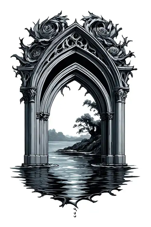 Gothic Arch With Water