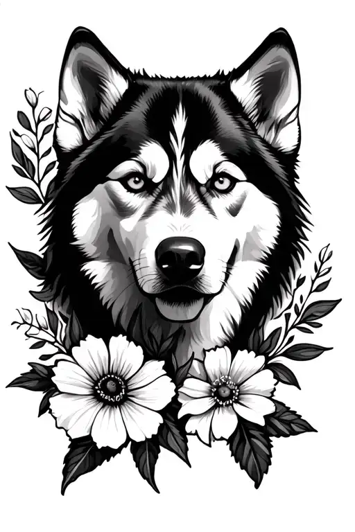 Flowers With Husky Face