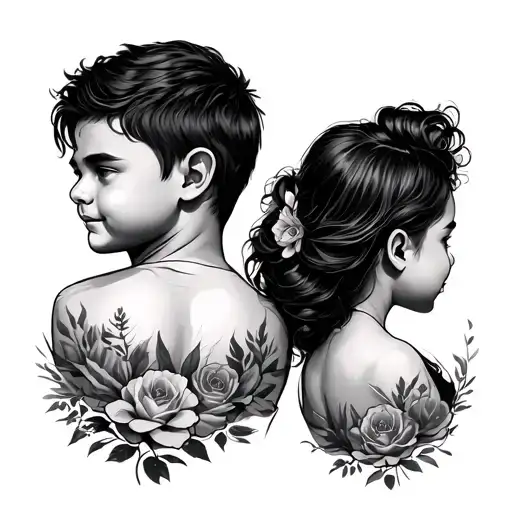 Father Son Daughter From Behind