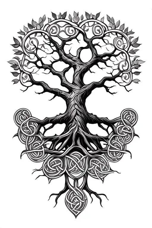 Tree Celtic Tree Of Life Intertwined Vines Forming