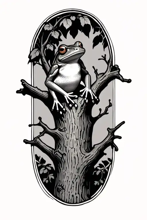 Tree Frog On Branch With Jlm Etched Inside Of The Tree