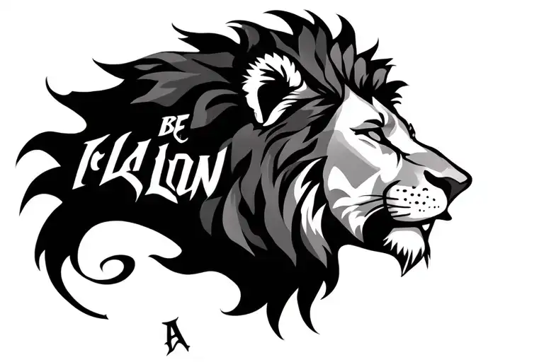Lion Head With Script Be A Lion