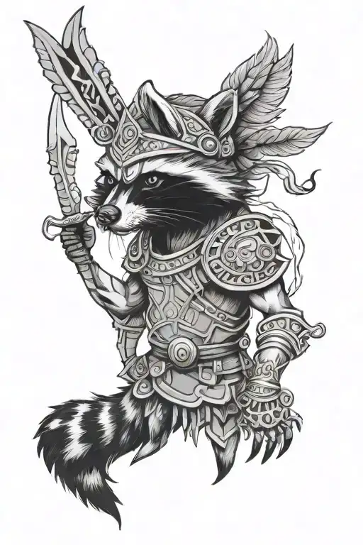 Ancient Greek Warrior Raccoon