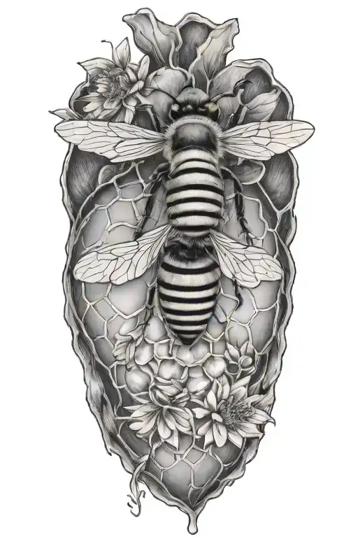 Realistic Heart With Honey Bee Hive