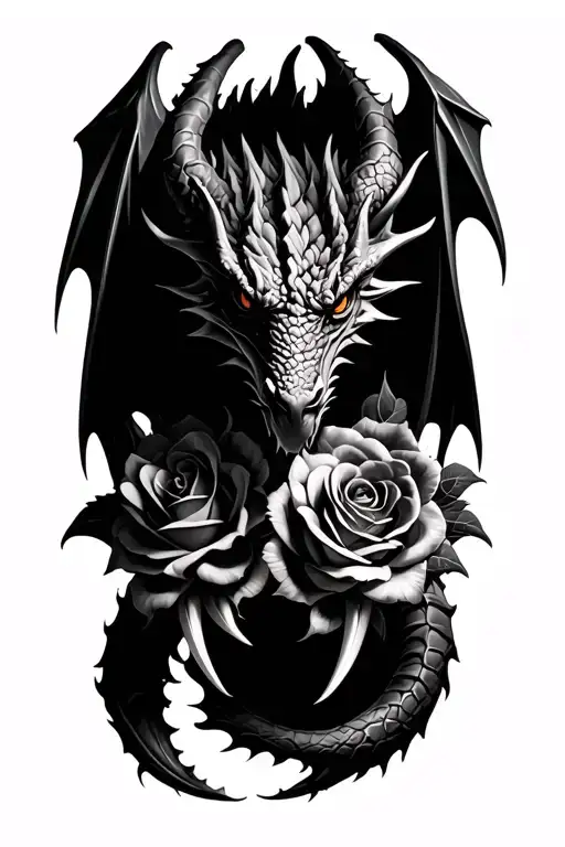 Dragon With Roses And Claws