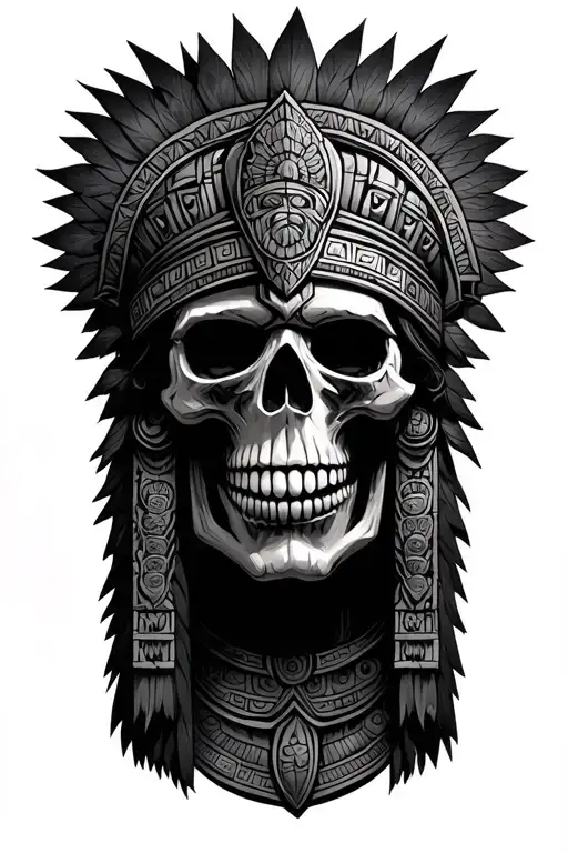 Aztec Death God With Skulls