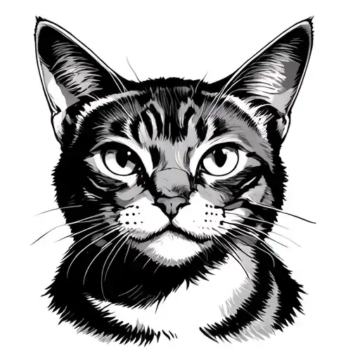 Cat With A Serious Expression In Three Quarters