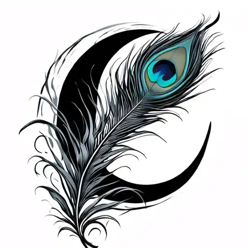 Flute And Peacock Feather And A Semi Moon Phases