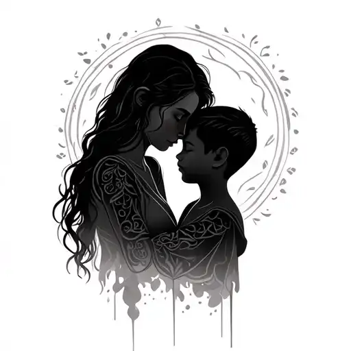 Mother And Son Silhouette