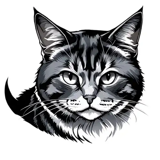 Bandit Cat With A Serious Expression In Three Quarters