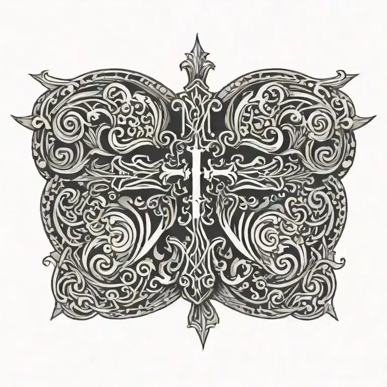 Generate A Tattoo With A Cross Surrounded By Love And The Number 13