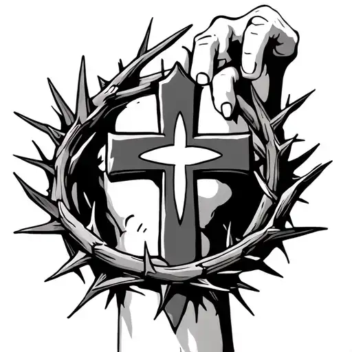 A Crown Of Thorns Tattoo Around The Wrist With A Cross Embedded Within The Thorns